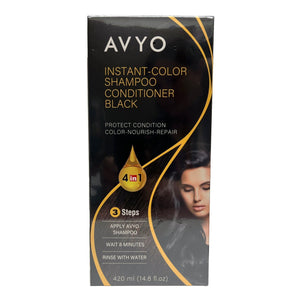 Black | Instant-Color Shampoo Conditioner | 4 in 1 | 420 mL | AVYO - SH Salons