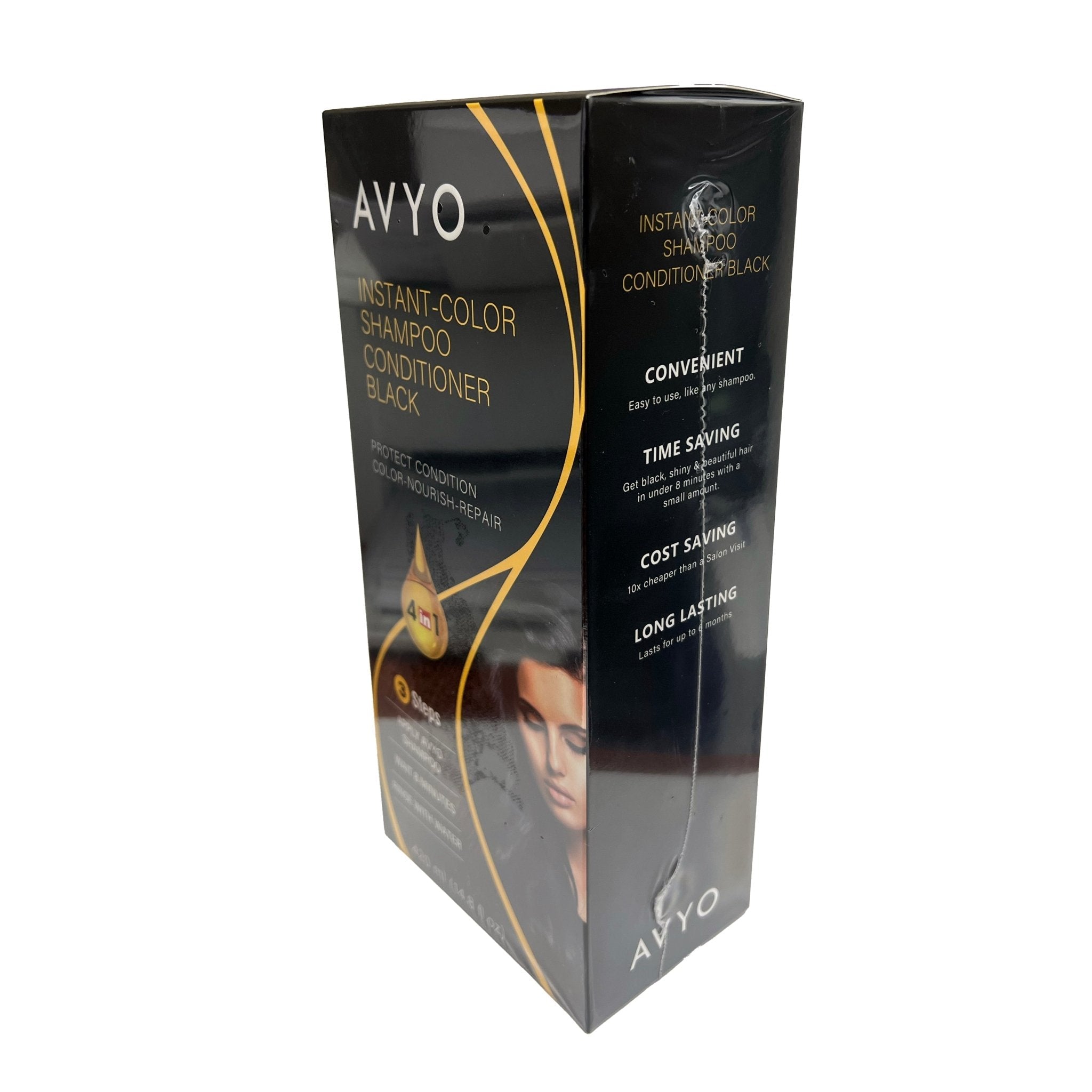 Black | Instant-Color Shampoo Conditioner | 4 in 1 | 420 mL | AVYO - SH Salons