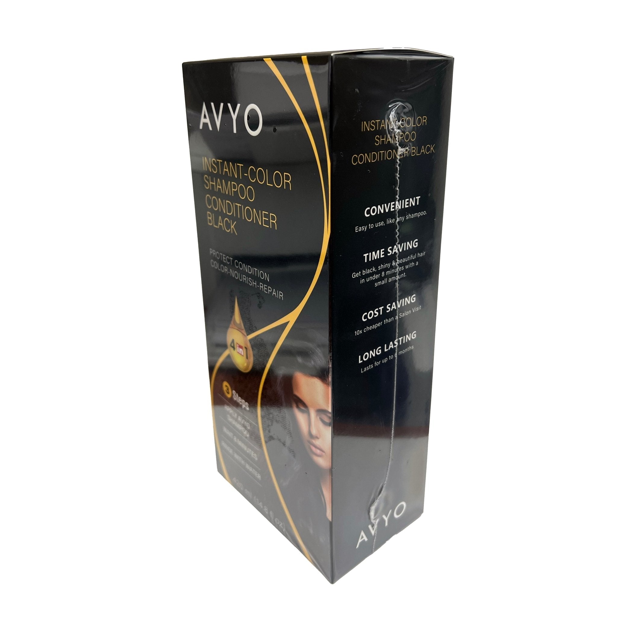 Black | Instant - Color Shampoo Conditioner | 4 in 1 | 420 mL | AVYO - AVYO