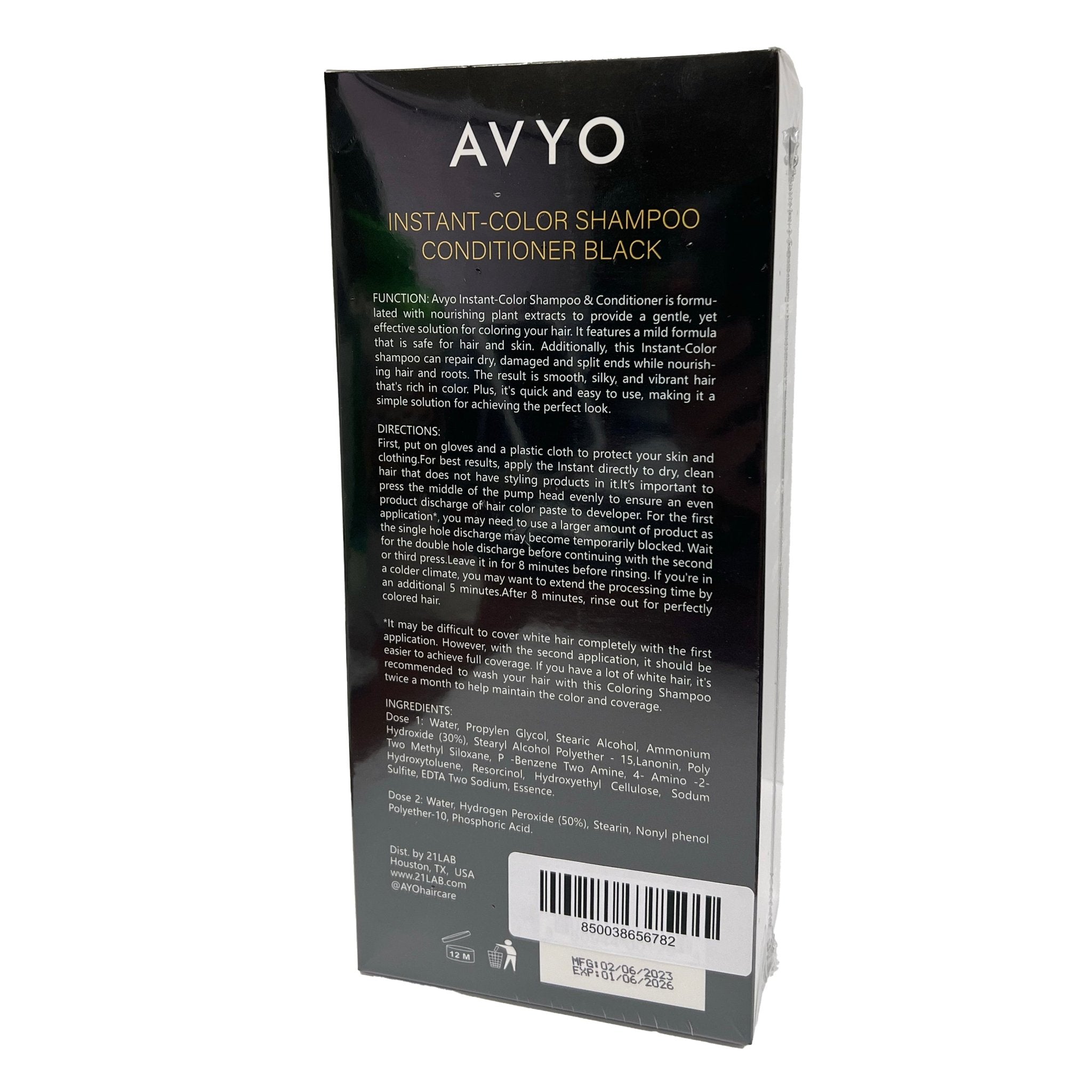 Black | Instant - Color Shampoo Conditioner | 4 in 1 | 420 mL | AVYO - AVYO